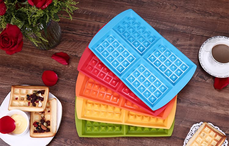 Liflicon Four Cavities Waffle Mold Silicone Baking Tray